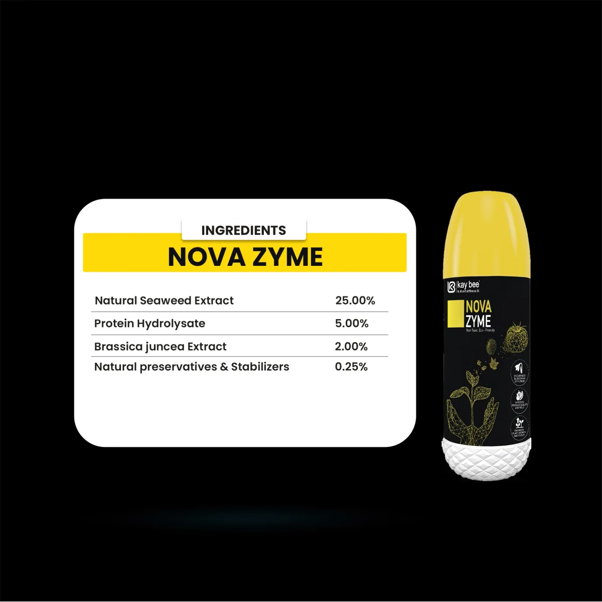 Kay Bee NOVA Zyme | Seaweed Extract Liquid Concentrate | Plant Growth Regulator for Gardens and Agriculture | Helps to Boost Flowering and Fruiting | Helps to Improve Tillering
