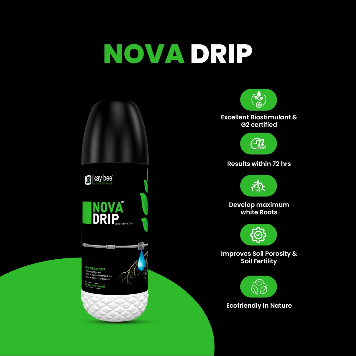 Kay Bee NOVA Drip | Plant Growth Regulator for Gardens and Agriculture |Strengthen the Roots and Enhancement of White Roots| Improves Soil Fertility and Organic Mass
