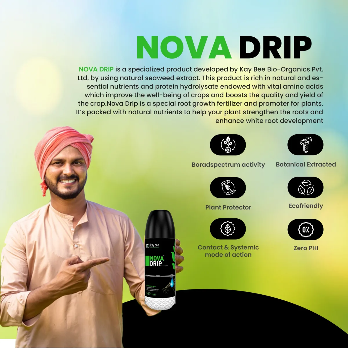 Kay Bee NOVA Drip | Plant Growth Regulator for Gardens and Agriculture |Strengthen the Roots and Enhancement of White Roots| Improves Soil Fertility and Organic Mass