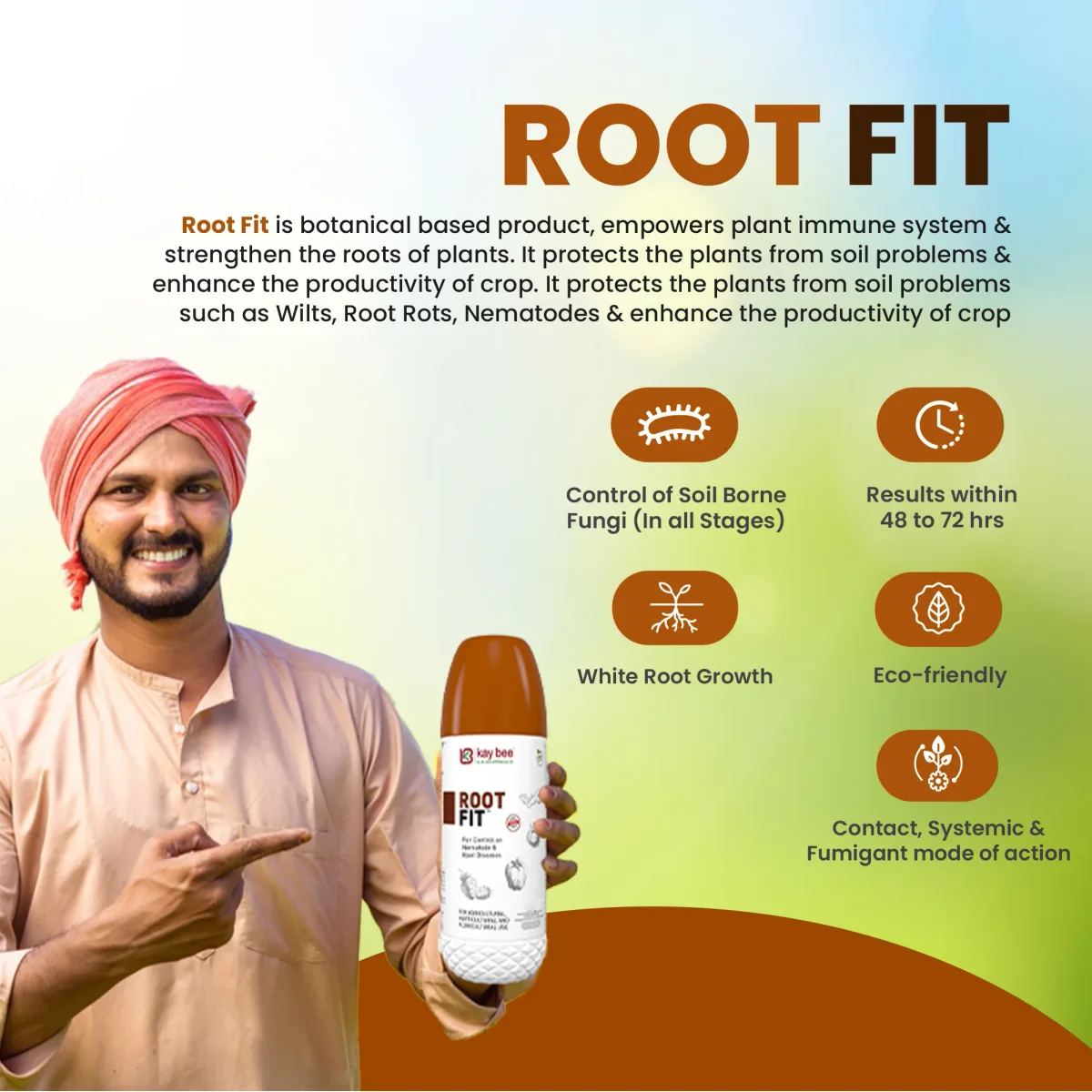 Kay Bee Root Fit | Control for Wilt, Root Rot, & Nematodes | For Healthy Root Growth | Plant Root Growth Booster Liquid