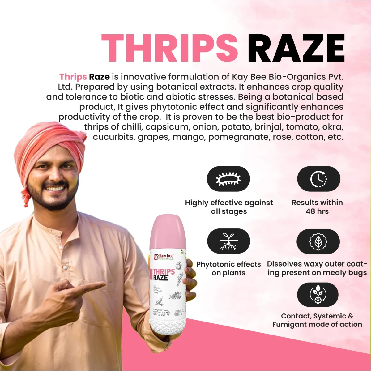 Kay Bee Thrips Raze | Bio Insect Control for Plants & Home Garden | Thrips Control for Plants and Organic Farming
