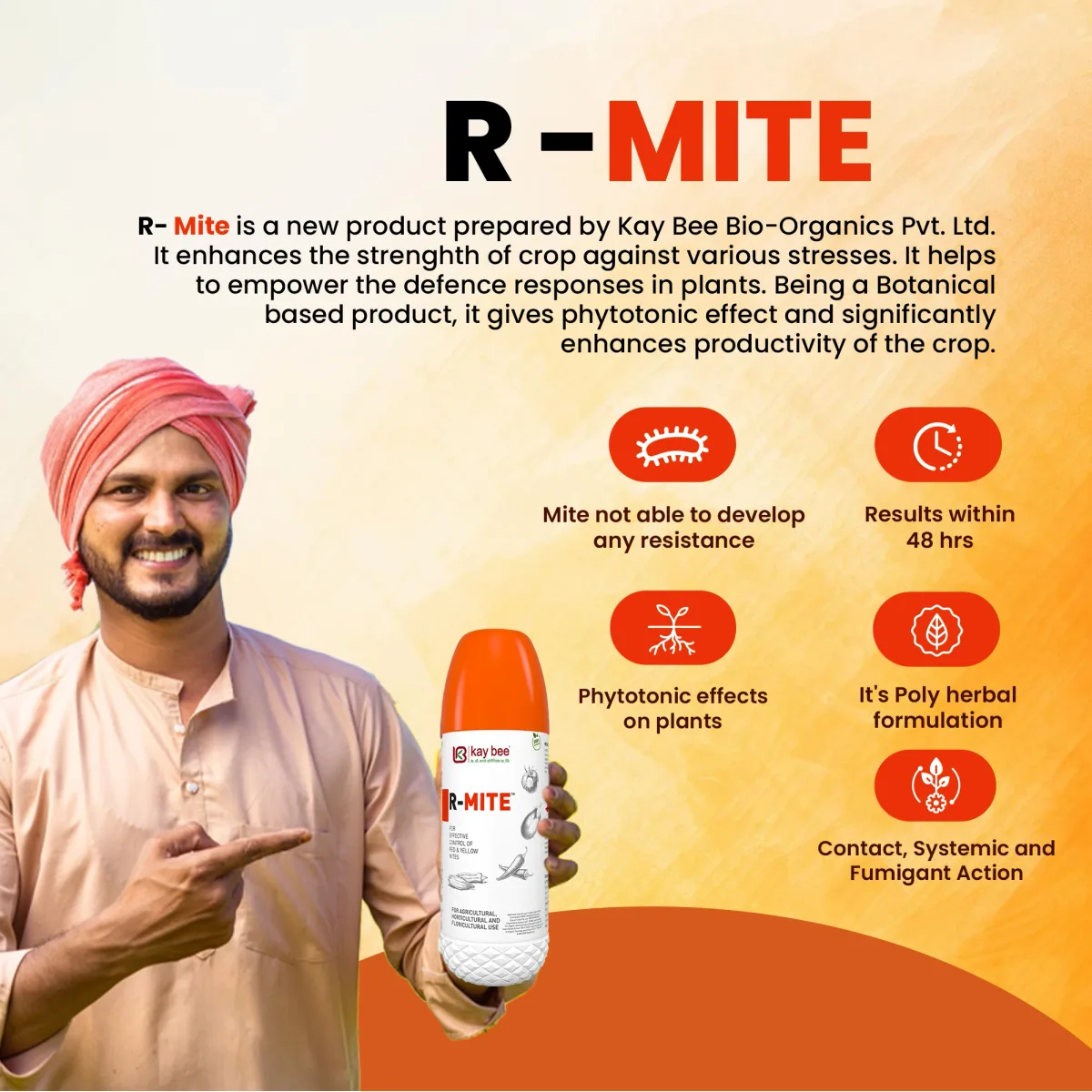 Kay Bee R-Mite | Red Mite Controls Insect for Agriculture, Farming | Red Mite and Yellow Mite Controls in Crops | Acaricide for Plants