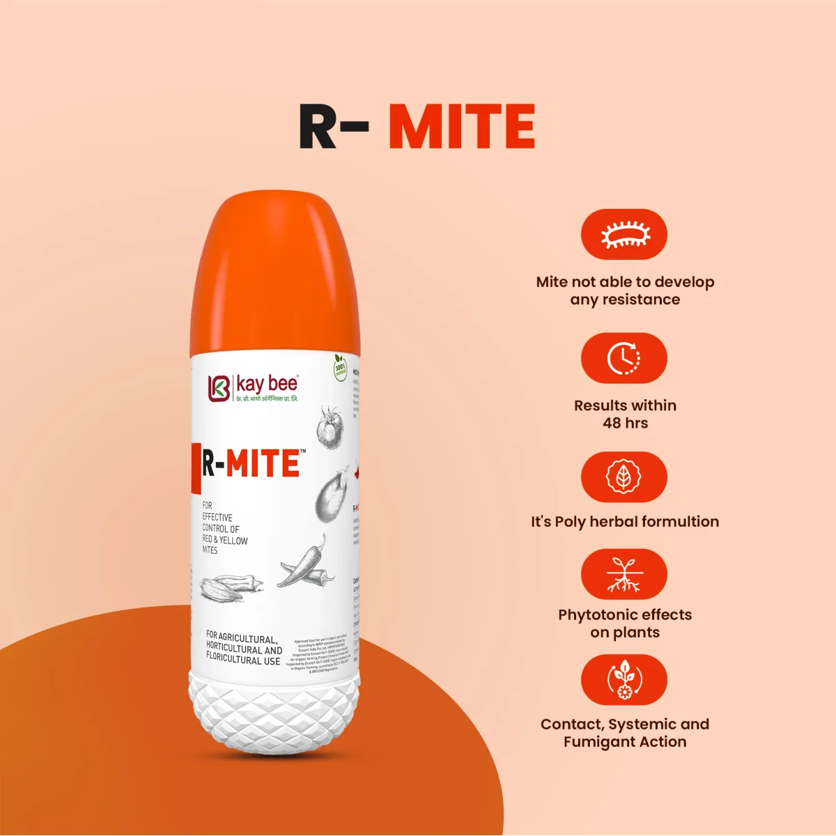 Kay Bee R-Mite | Red Mite Controls Insect for Agriculture, Farming | Red Mite and Yellow Mite Controls in Crops | Acaricide for Plants