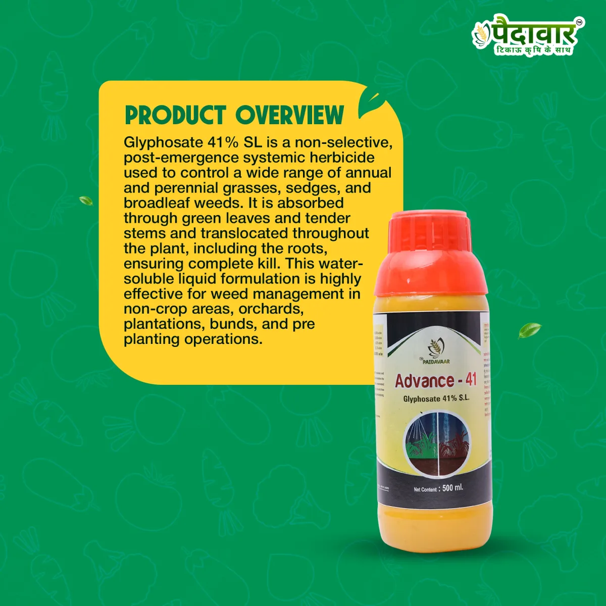 Paidavaar Advance - 41 Glyphosate 41% SL Herbicide