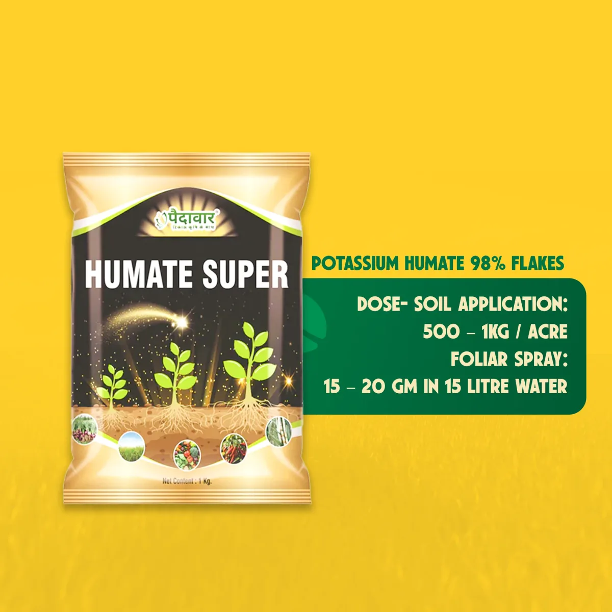 Paidavaar Humate Super | Potassium Humate 98% Flakes | Plant Growth Promoter