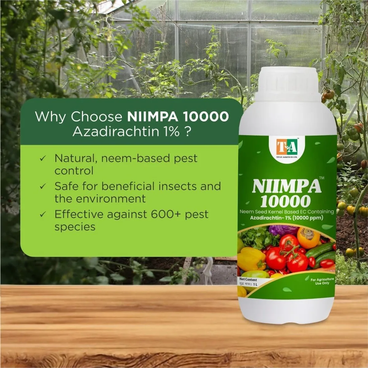 Titan Agritech Limited Azadirachtin 1% EC (NIIMPA 10000) | Neem Oil for Plant and Organic Home Gardening