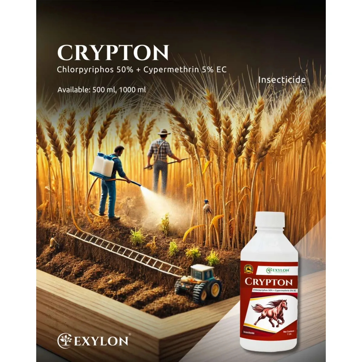 Exylon Crypton (Chlorpyriphos 50% + Cypermethrin 5% EC) – Effective Insecticide for Cotton, Chilli, Vegetables & more