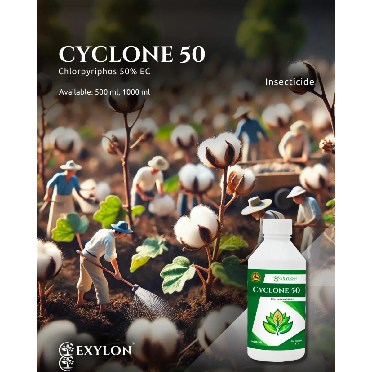 Exylon Cyclone 50 (Chlorpyriphos 50% EC) – Effective Insecticide for Cotton, Sugarcane, Vegetables & more