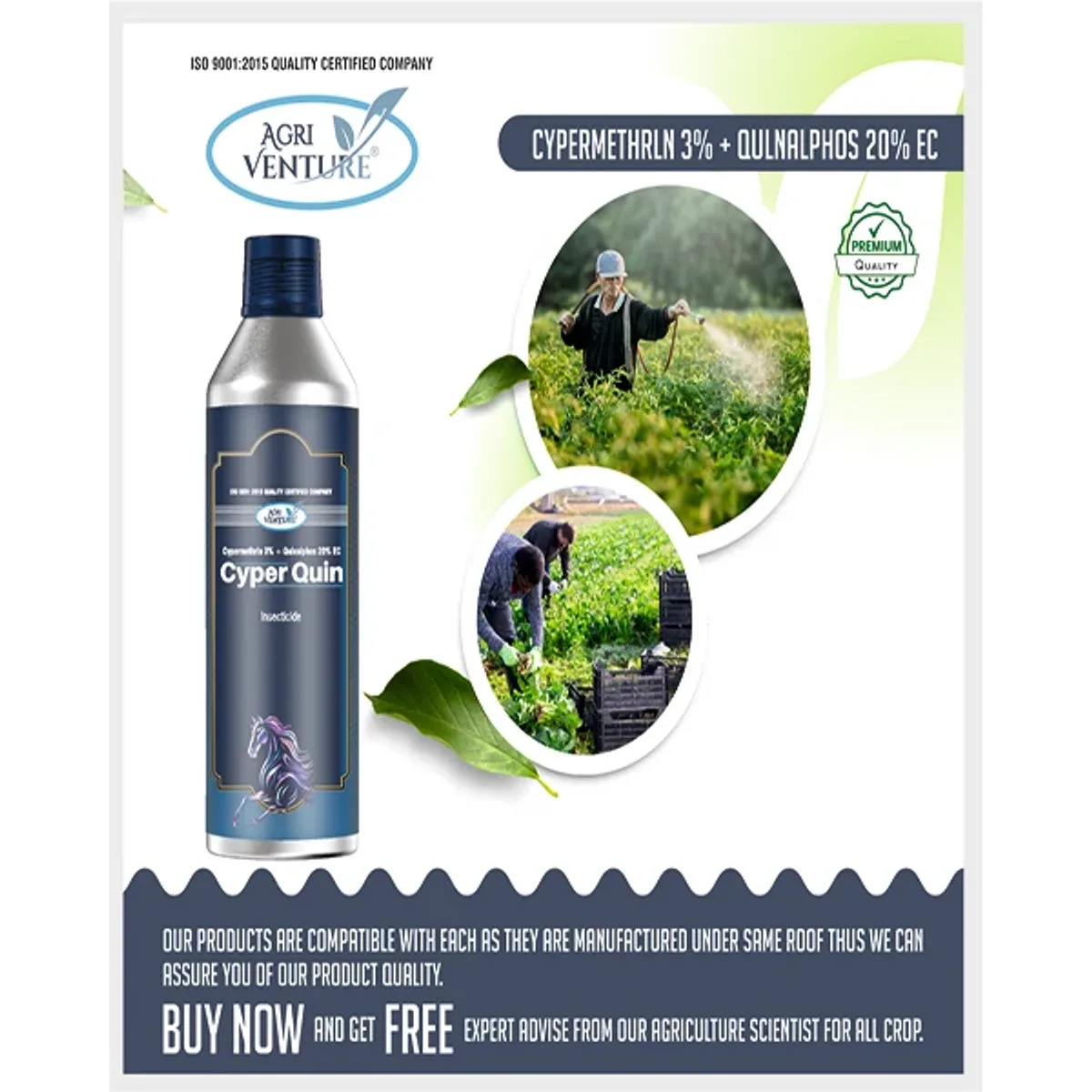 AgriVenture Cyper Quin (Cypermethrin 3% + Quanialphos 20%) Insecticides