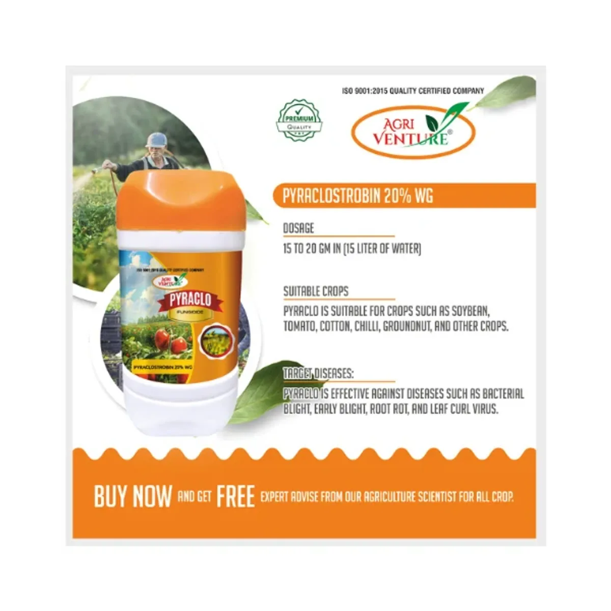AgriVenture Pyraclo (Pyraclostrobin 20% WG) Fungicides