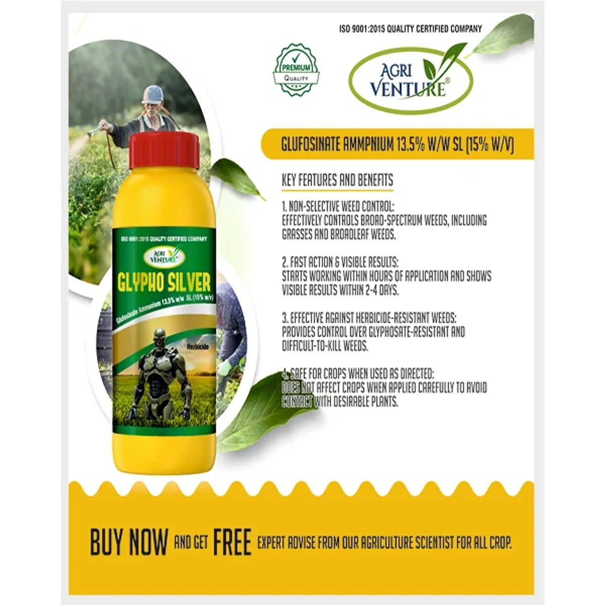 AgriVenture Glypho Silver (Glufosinate Ammonium 13.5% SL) Herbicides