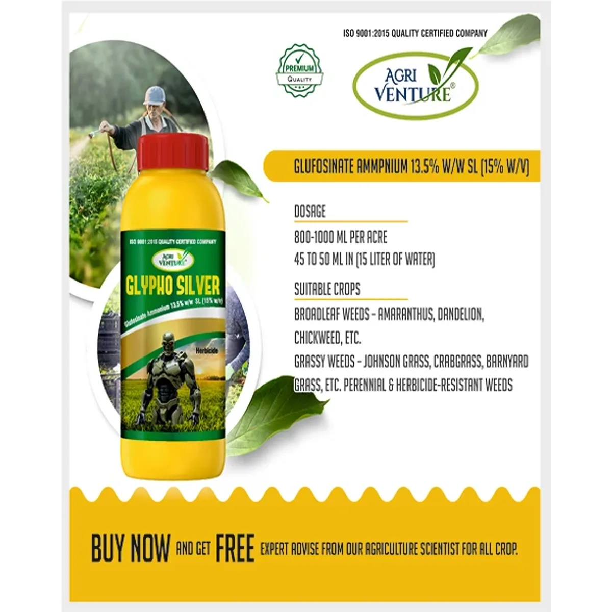 AgriVenture Glypho Silver (Glufosinate Ammonium 13.5% SL) Herbicides