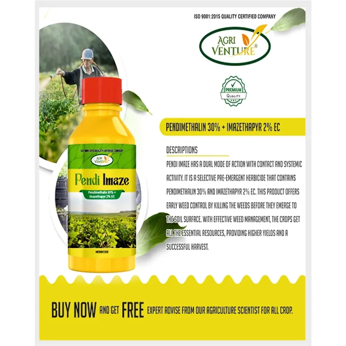 AgriVenture Pendi Imaze (Pendimethalin 30% + Imazethapyr 2% EC) Herbicides