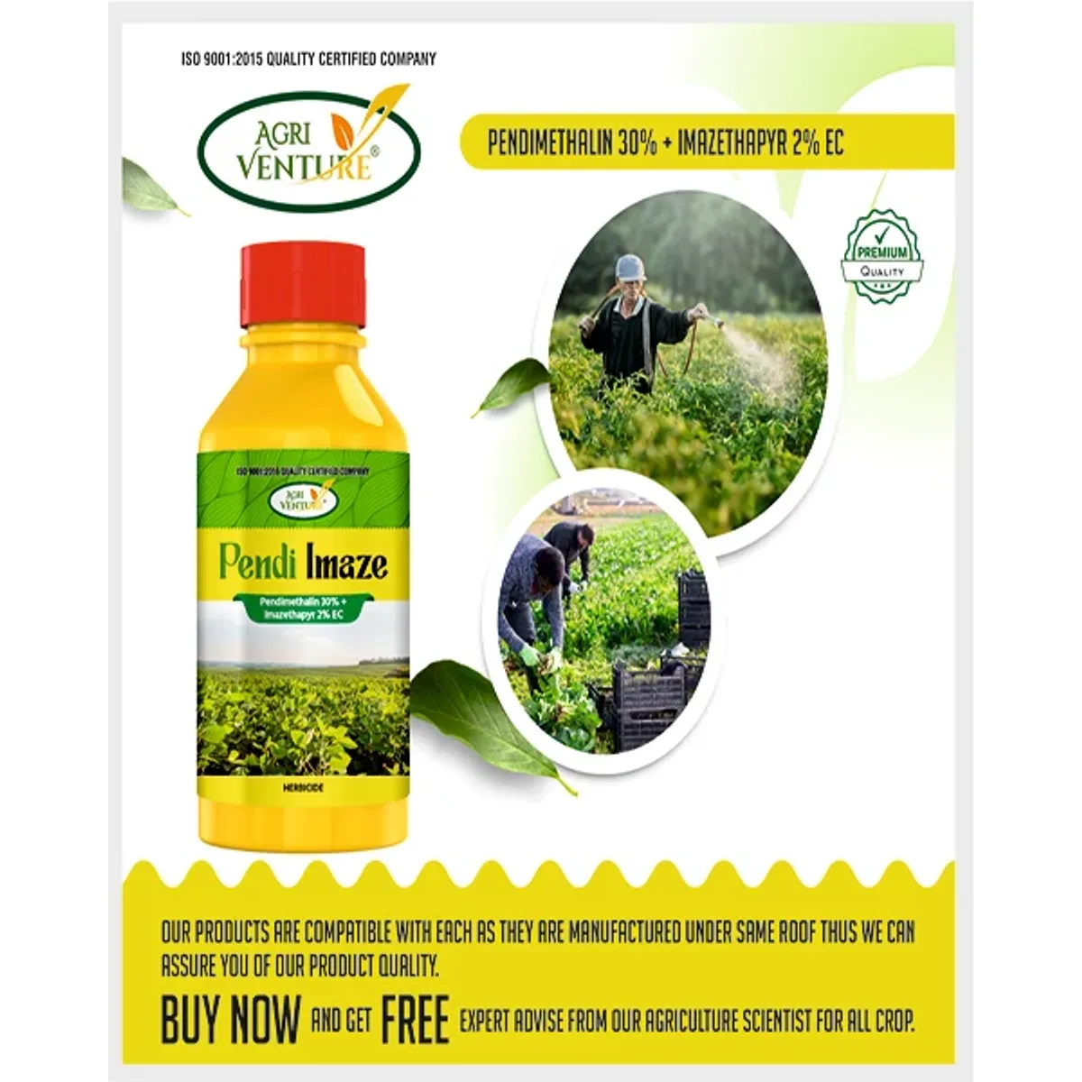 AgriVenture Pendi Imaze (Pendimethalin 30% + Imazethapyr 2% EC) Herbicides