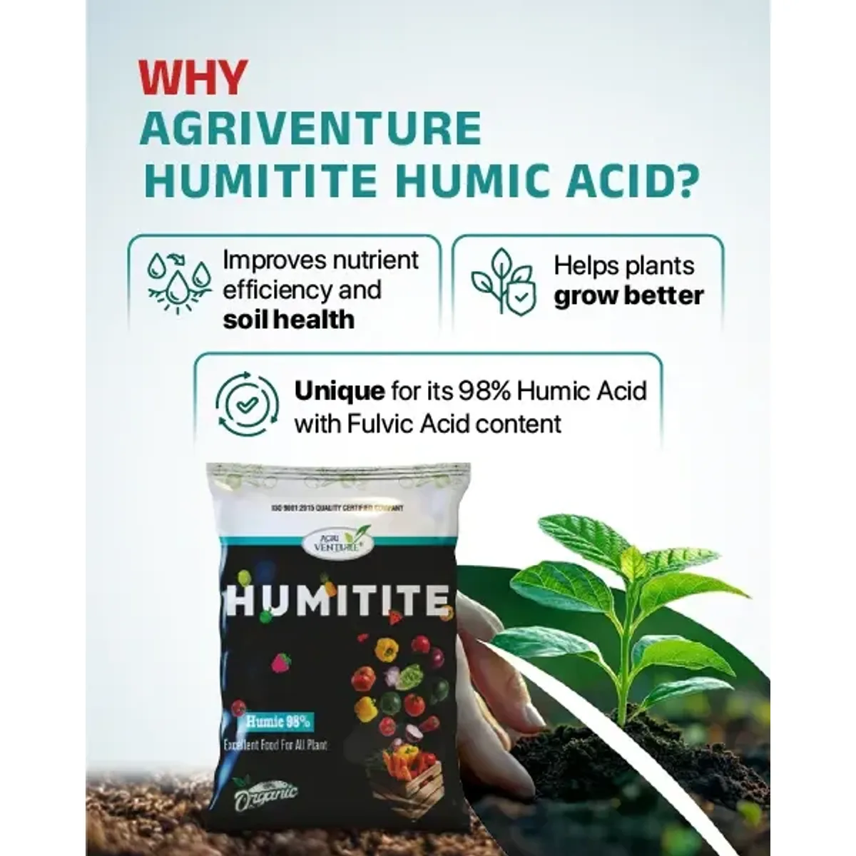 Agriventure Humitite (Humic 98% Acid) for Soil Health & Plant Growth
