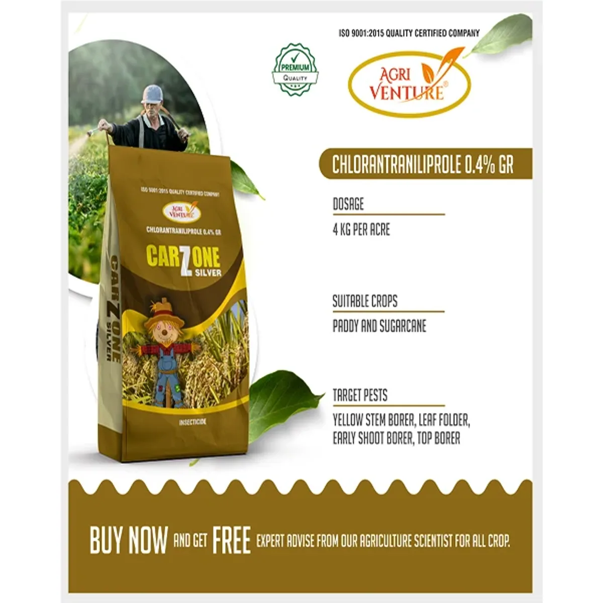 AgriVenture Carzone Silver (Chlorantratraniliprole 0.4% GR) Insecticides