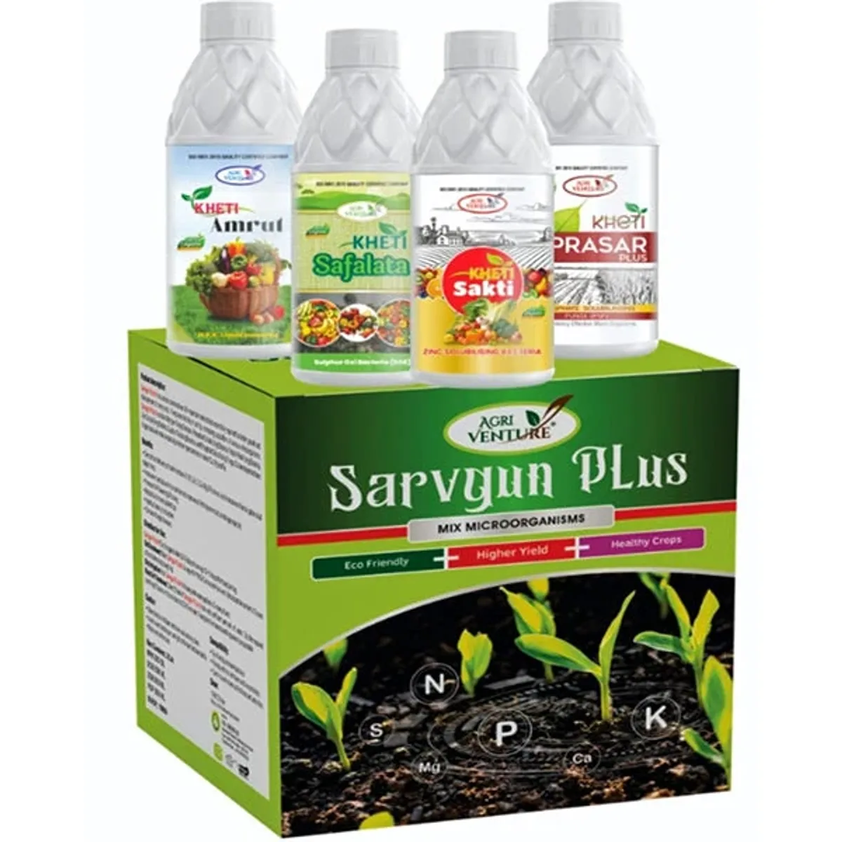 AgriVenture Sarvgun Plus (Mix MicroOrganisms – NPK+SOB+ZSB+PSF) Bio Fertilizers