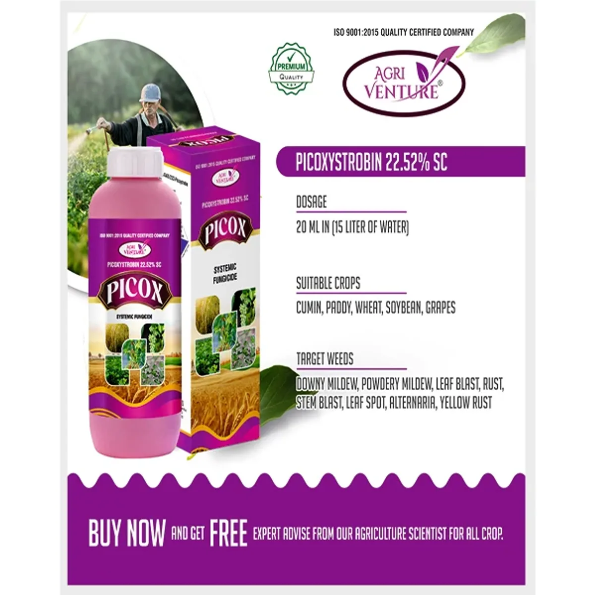 AgriVenture Picox (Picoxystrobin 22.52% SC) Fungicides